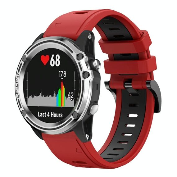 Per Garmin Quatix 5 22mm Cinturino sportivo in silicone bicolore (rosso + nero)