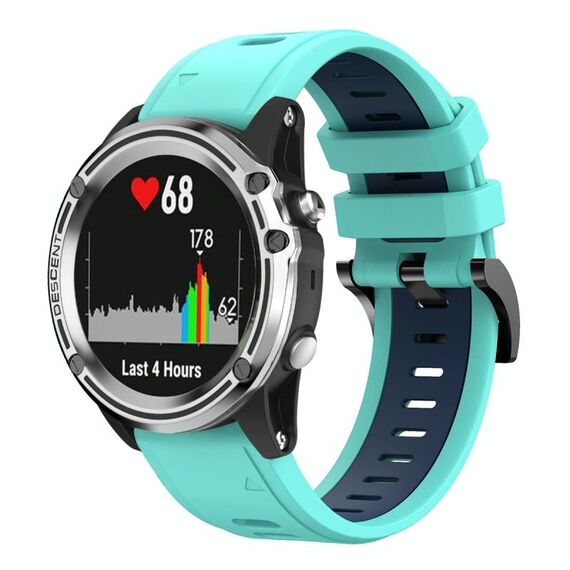 Per Garmin Quatix 5 Sapphire 22mm Cinturino sportivo in silicone bicolore (verde menta + blu)