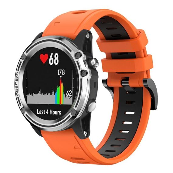 Per Garmin Quatix 5 Sapphire 22mm Cinturino sportivo in silicone bicolore (arancione + nero)