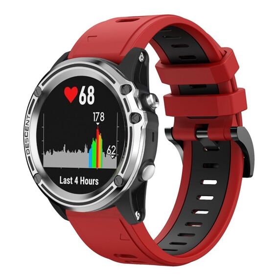 Per Garmin Quatix 5 Sapphire 22mm Cinturino sportivo in silicone bicolore (rosso + nero)