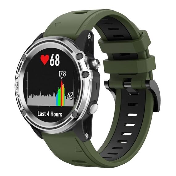 Per Garmin Quatix 5 Sapphire 22mm Cinturino sportivo in silicone bicolore (verde militare + nero)