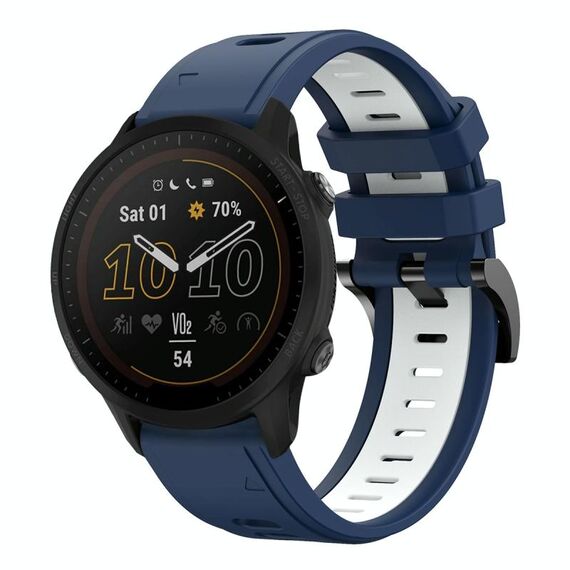 Per Garmin Forerunner 955 22mm Cinturino sportivo in silicone bicolore (blu notte + bianco)
