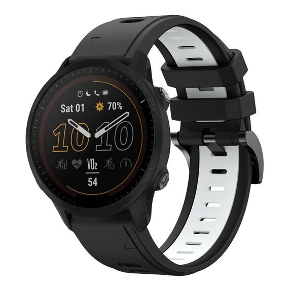 Per Garmin Forerunner 955 22mm Cinturino sportivo in silicone bicolore (nero + bianco)