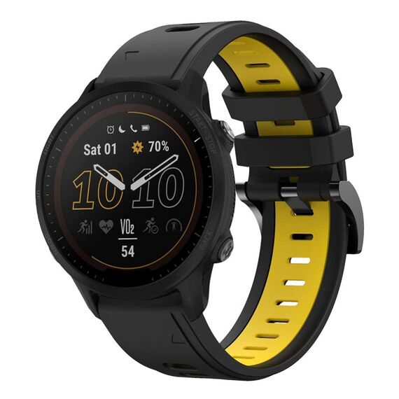 Per Garmin Forerunner 955 22mm Cinturino sportivo in silicone bicolore (nero + giallo)