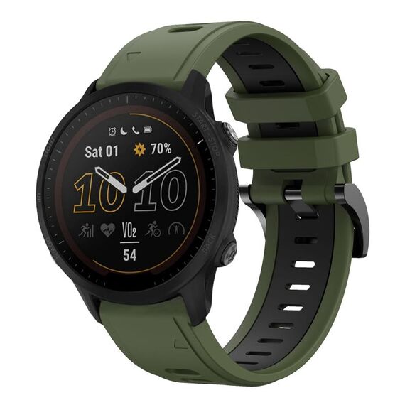 Per Garmin Forerunner 955 22mm Cinturino sportivo in silicone bicolore (verde militare + nero)