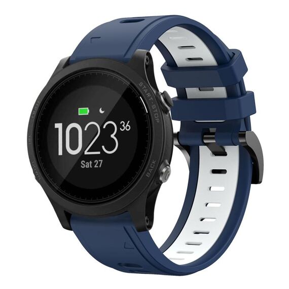 Per Garmin Forerunner 935 22mm Cinturino sportivo in silicone bicolore (blu notte + bianco)