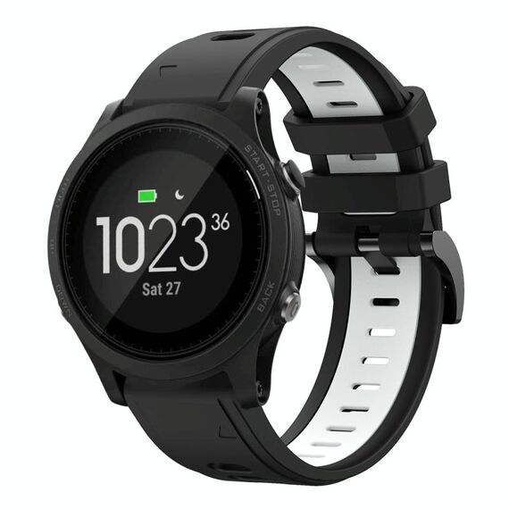 Per Garmin Forerunner 935 22mm Cinturino sportivo in silicone bicolore (nero + bianco)