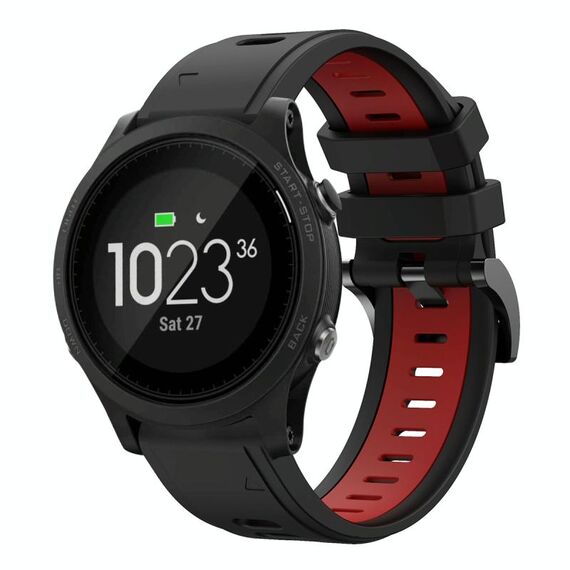 Per Garmin Forerunner 935 22mm Cinturino sportivo in silicone bicolore (nero + rosso)
