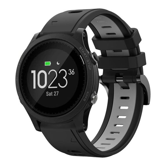 Per Garmin Forerunner 935 22mm Cinturino sportivo in silicone bicolore (nero + grigio)