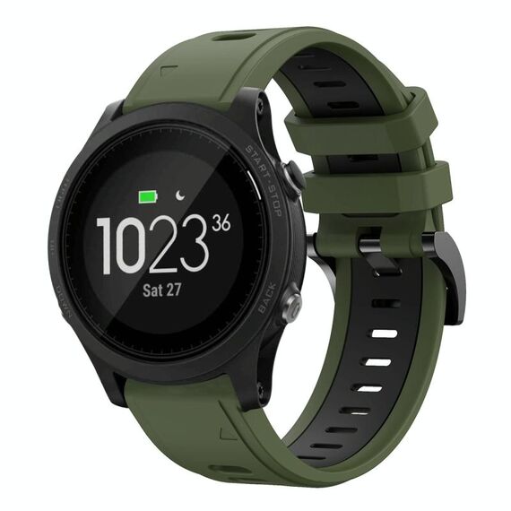 Per Garmin Forerunner 935 22mm Cinturino sportivo in silicone bicolore (verde militare + nero)