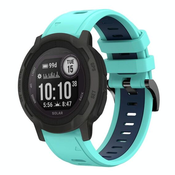 Per Garmin Instinct 2 Cinturino sportivo in silicone bicolore da 22 mm (verde menta + blu)