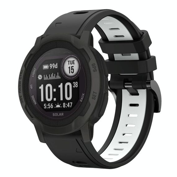 Per Garmin Instinct 2 Cinturino sportivo in silicone bicolore da 22 mm (nero + bianco)