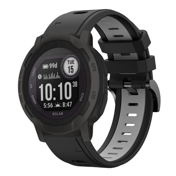 Per Garmin Instinct 2 Cinturino sportivo in silicone bicolore da 22 mm (nero + grigio)