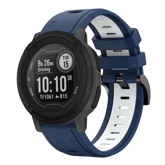 Per Garmin Instinct 22mm Cinturino sportivo in silicone bicolore (blu notte + bianco)