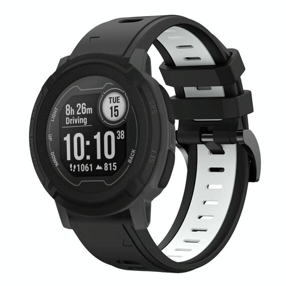 Per Garmin Instinct 22mm Cinturino sportivo in silicone bicolore (nero + bianco)