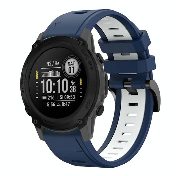 Per Garmin Descent G1 22mm Cinturino sportivo in silicone bicolore (blu notte + bianco)