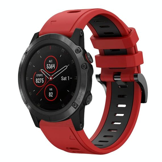 Per Garmin Fenix ​​5X Sapphire 26mm Cinturino sportivo in silicone bicolore (rosso + nero)