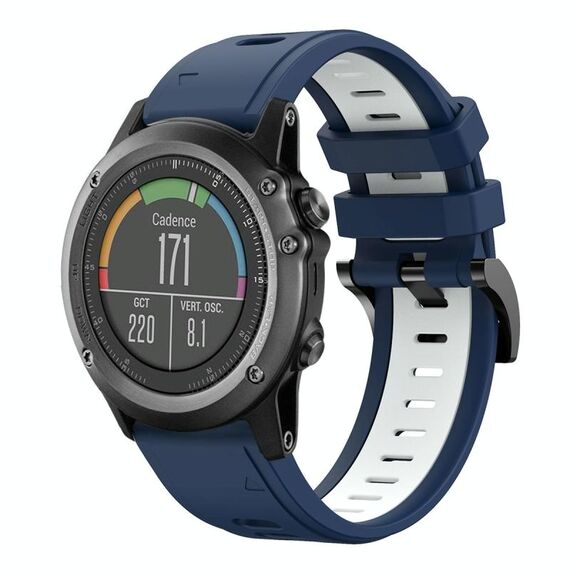 Per Garmin Fenix 3 26mm Cinturino sportivo in silicone bicolore (blu notte + bianco)