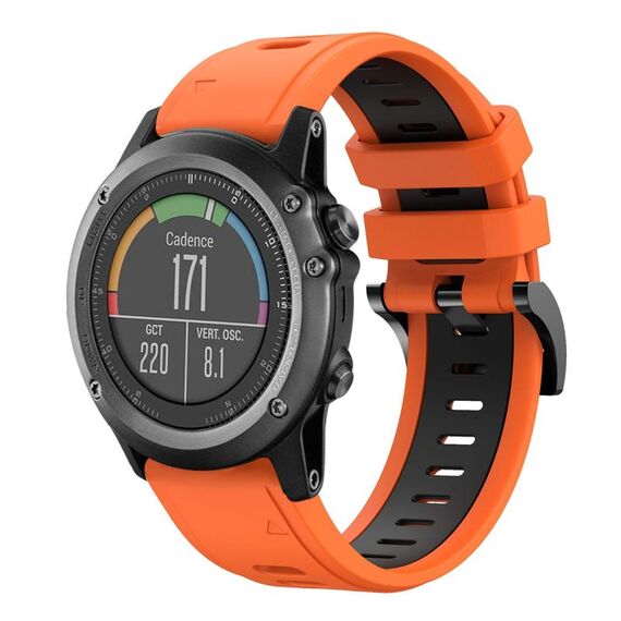 Per Garmin Fenix 3 26mm Cinturino sportivo in silicone bicolore (arancione + nero)
