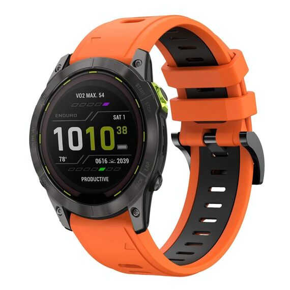 Per Garmin Enduro 2 26mm Cinturino sportivo in silicone bicolore (arancione + nero)