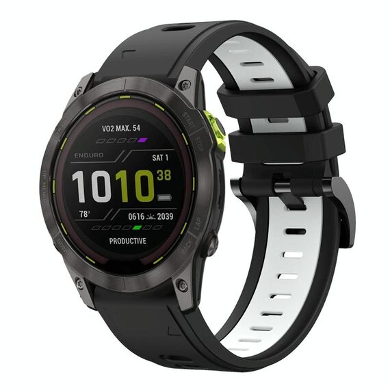Per Garmin Enduro 2 26mm Cinturino sportivo in silicone bicolore (nero + bianco)