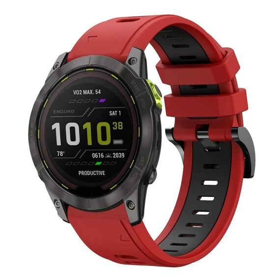 Per Garmin Enduro 2 26mm Cinturino sportivo in silicone bicolore (rosso + nero)