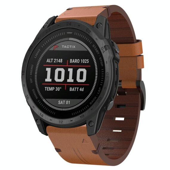 Per Garmin Tactix 7 26mm Cinturino in pelle con fibbia in acciaio (marrone)