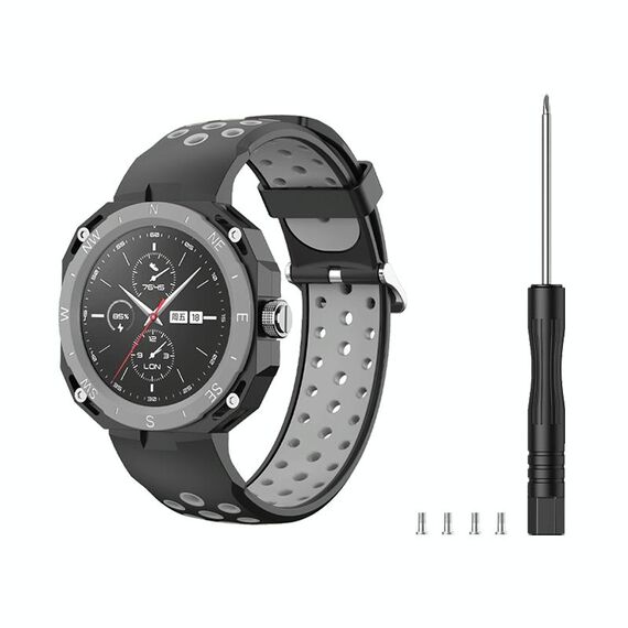 Per Huawei Watch GT Cyber Cinturino traspirante bicolore (nero + grigio)