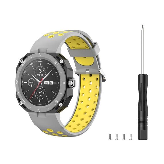 Per Huawei Watch GT Cyber cinturino traspirante bicolore (grigio + giallo)