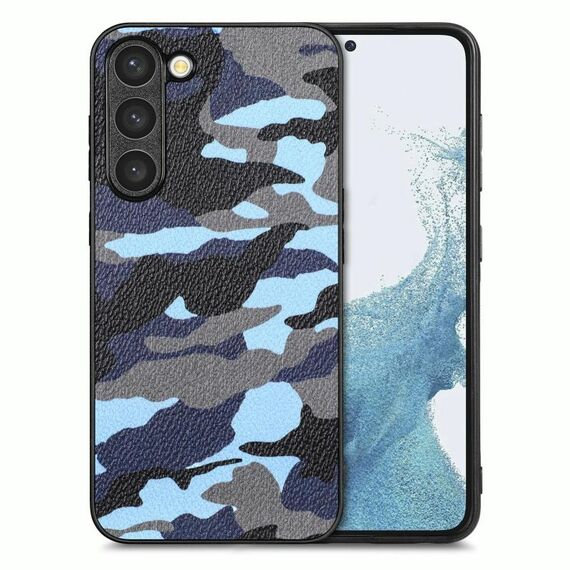Per Samsung Galaxy S23 5G Cover posteriore in pelle mimetica Custodia per telefono (blu)