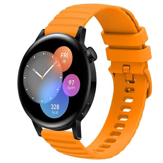 Per Huawei Watch GT3 42mm 20mm Cinturino in silicone tinta unita con motivo a pois ondulato (giallo)