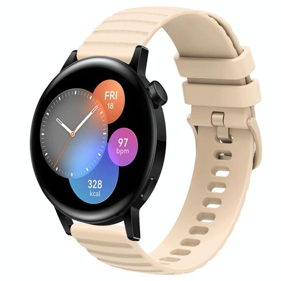 Per Huawei Watch GT3 42mm 20mm cinturino in silicone tinta unita con motivo a punti ondulati (beige)