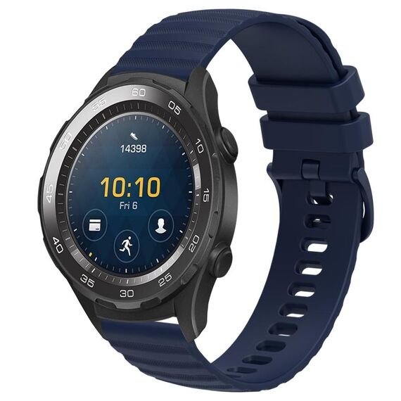 Per Huawei Watch 2 Cinturino in silicone tinta unita con motivo a pois ondulato da 20 mm (blu navy)