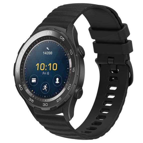 Per Huawei Watch 2 Cinturino in silicone tinta unita con motivo a pois ondulato da 20 mm (nero)