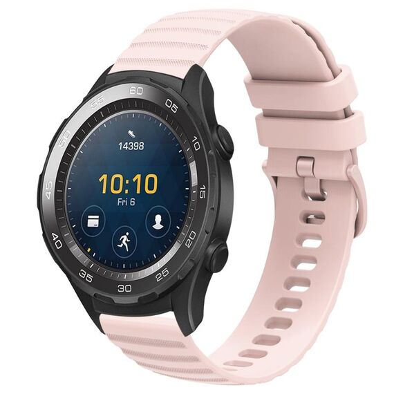 Per Huawei Watch 2 Cinturino in silicone tinta unita con motivo a pois ondulato da 20 mm (rosa)