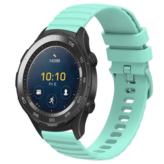 Per Huawei Watch 2 cinturino in silicone tinta unita con motivo a pois ondulato da 20 mm (verde acqua)