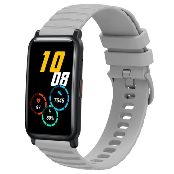 For Honor Watch ES Cinturino per orologio in silicone tinta unita con motivo a pois ondulato da 20 mm (grigio)