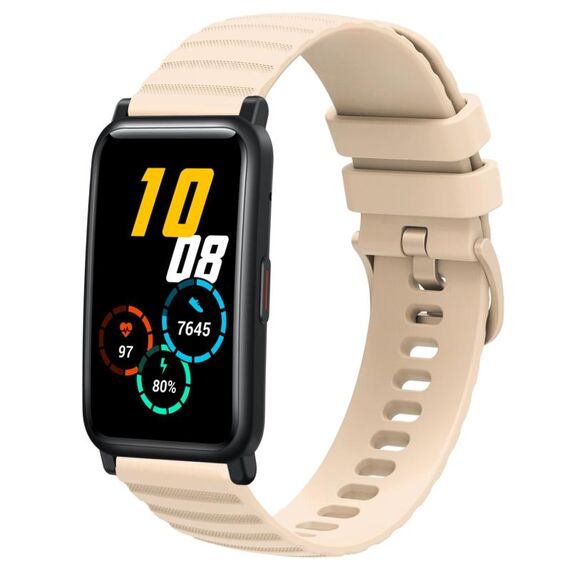 Cinturino per orologio in silicone a tinta unita For Honor Watch ES 20 mm con motivo a punti ondulati (beige)