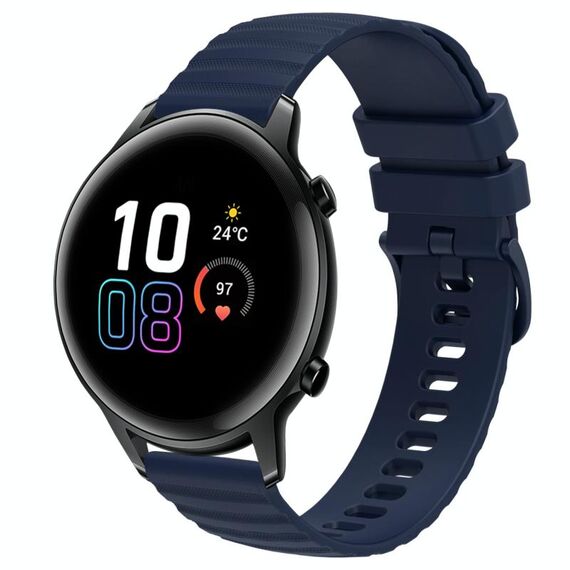 Per Honor Magic Watch2 42mm 20mm Cinturino in silicone tinta unita con motivo a pois ondulato (blu navy)