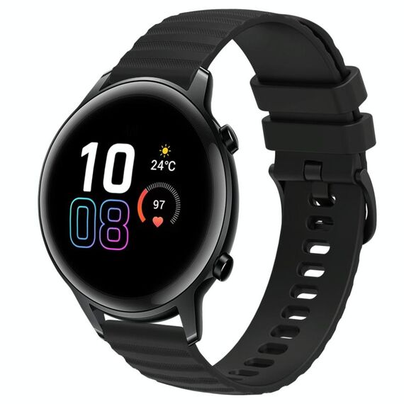 Per Honor Magic Watch2 42mm 20mm Cinturino in silicone a tinta unita con motivo a punti ondulati (nero)