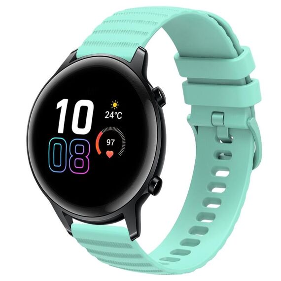 Cinturino per orologio in silicone a tinta unita For Honor Magic Watch2 42 mm 20 mm con motivo a punti ondulati (verde acqua)