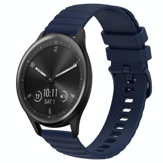Per Garmin Vivomove Sport Cinturino per orologio in silicone tinta unita con motivo a pois ondulato da 20 mm (blu navy)