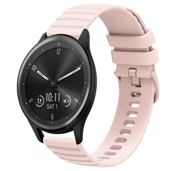Per Garmin Vivomove Sport Cinturino per orologio in silicone tinta unita con motivo a punti ondulati da 20 mm (rosa)