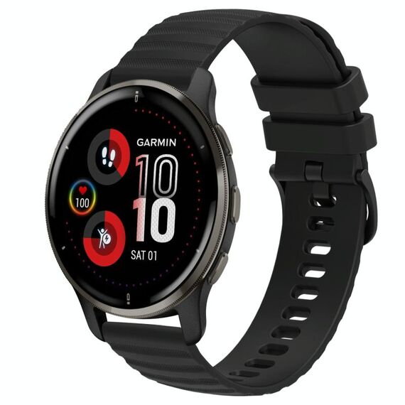 Per Garmin Venu 2 Plus cinturino in silicone tinta unita con motivo a punti ondulati da 20 mm (nero)