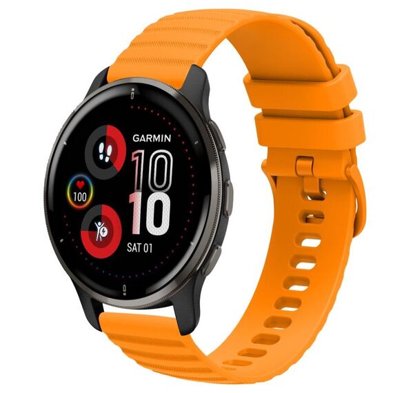 Per Garmin Venu 2 Plus cinturino in silicone tinta unita con motivo a pois ondulato da 20 mm (giallo)