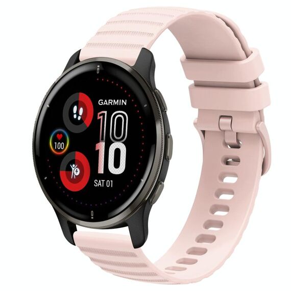Per Garmin Venu 2 Plus cinturino in silicone tinta unita con motivo a punti ondulati da 20 mm (rosa)
