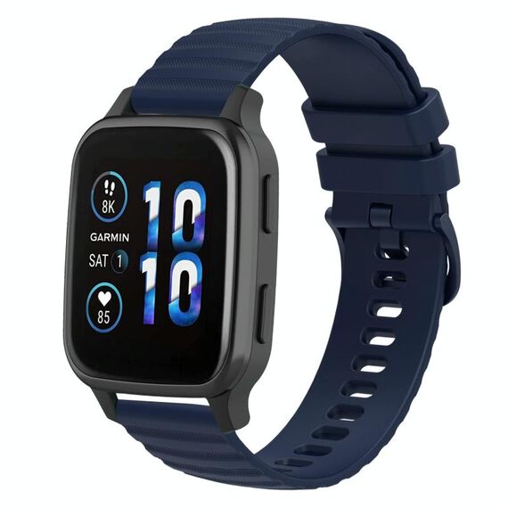 Per Garmin Forerunner Sq2 Cinturino per orologio in silicone tinta unita con motivo a punti ondulati da 20 mm (blu navy)