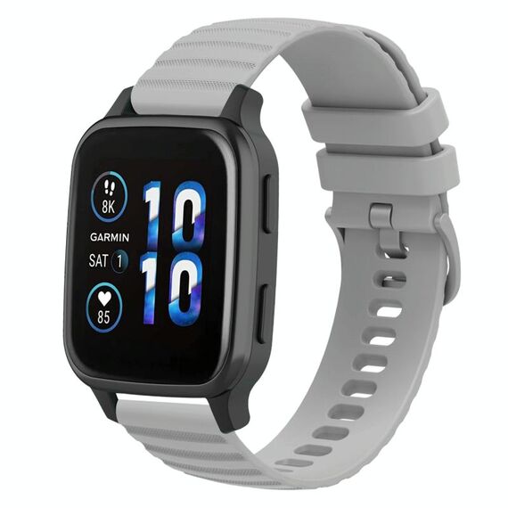 Per Garmin Forerunner Sq2 Cinturino per orologio in silicone a tinta unita con motivo a punti ondulati da 20 mm (grigio)
