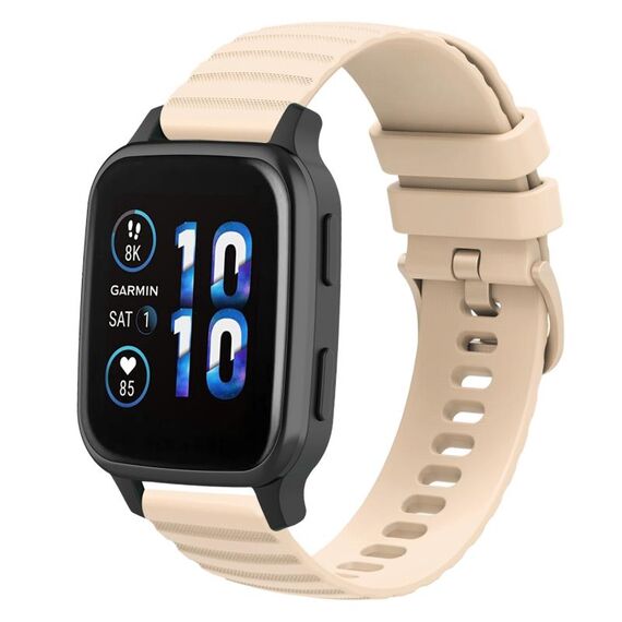 Per Garmin Forerunner Sq2 Cinturino per orologio in silicone tinta unita con motivo a punti ondulati da 20 mm (beige)