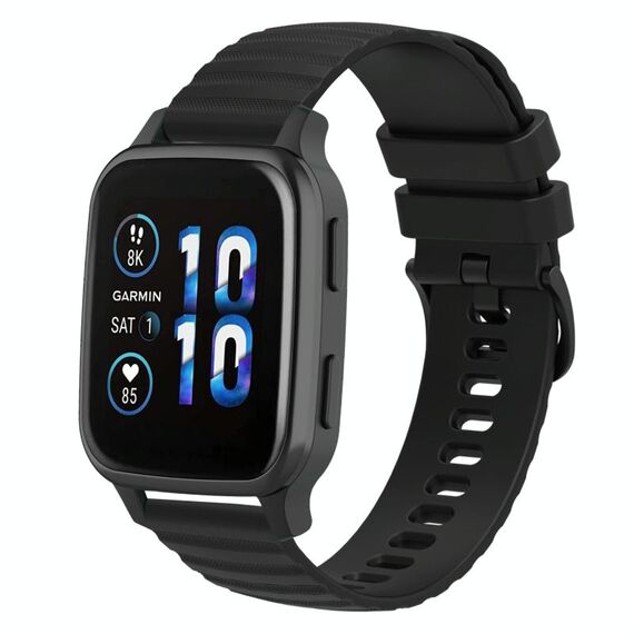 Per Garmin Forerunner Sq2 Music Cinturino per orologio in silicone tinta unita con motivo a punti ondulati da 20 mm (nero)